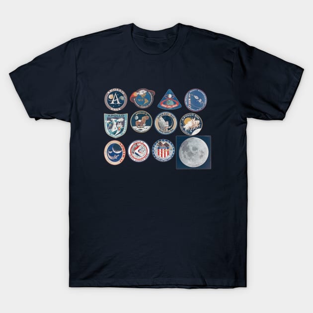 NASA Apollo Missions logos T-Shirt by Dystopianpalace